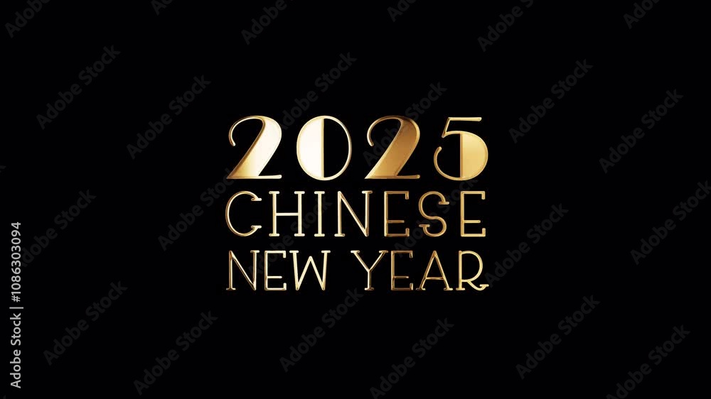 Loop animation of 2025 Chinese new year golden text shine light motion title on black abstract background. promote advertising concept isolate using QuickTime Alpha Channel proress 444 Loop animation of 2025 Chinese new year golden text shine light motion title on black abstract background. promote advertising concept isolate using QuickTime Alpha Channel proress 444