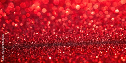 Close up vibrant red glitter paper background, sparkly, shiny, texture, festive, glamorous, decoration, backdrop, holiday