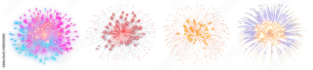 Fireworks effect png cut out element set Fireworks effect png cut out element set