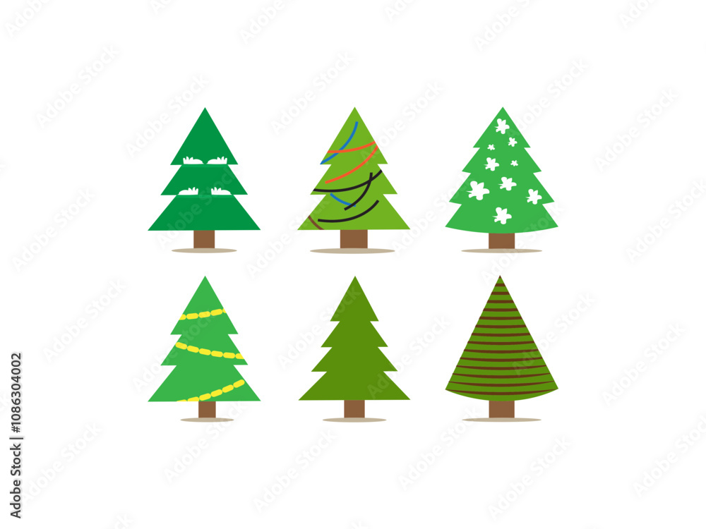 Christmas tree set evergreen winter. Christmas tree set evergreen winter.