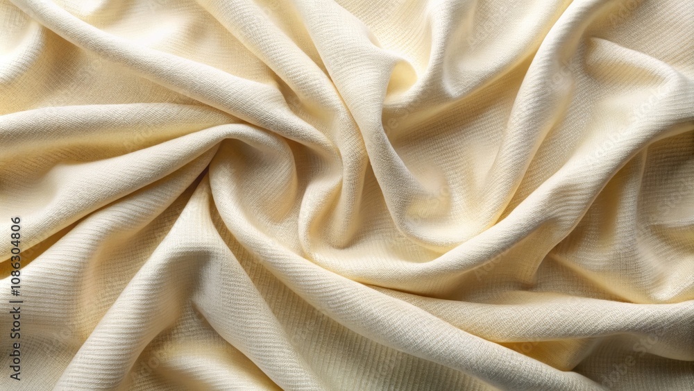 Obraz premium Textured ivory fabric with visible wrinkles and folds, wrinkled, textured, ivory, fabric, folds, creases, wrinkled fabric