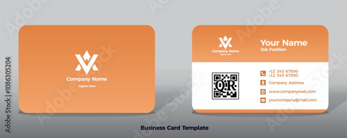 Orange business card background template design