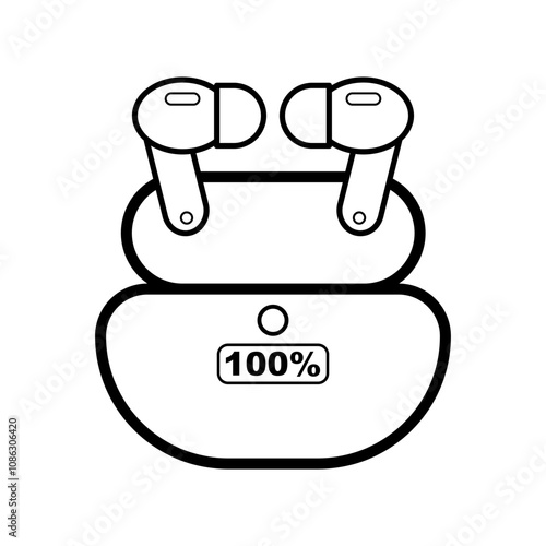 Vector illustration of True Wireless Stereo (TWS), an audio device that pairs with the ears without wires. Isolated with an empty background, editable and color can be changed.