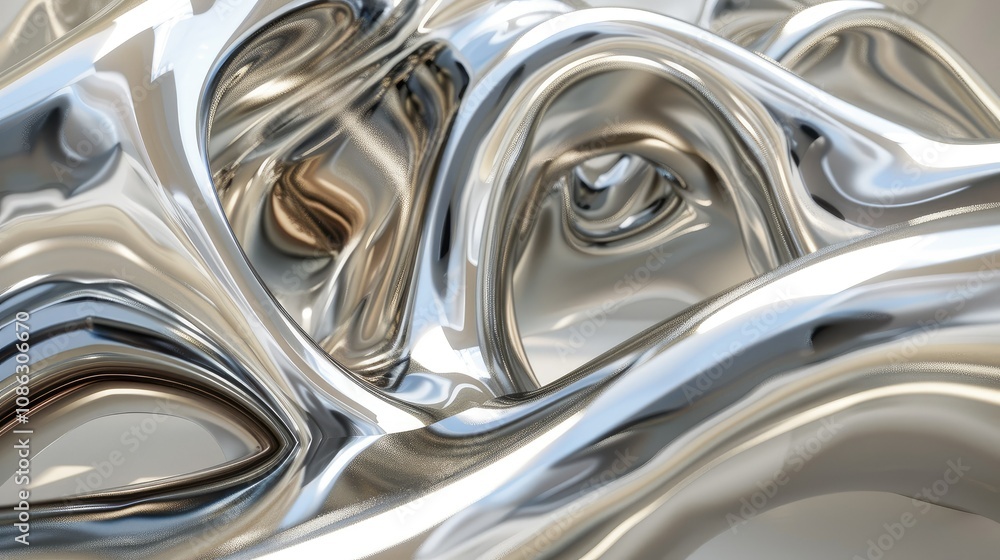 3D flowing shapes with a metallic glossy finish 3D flowing shapes with a metallic glossy finish