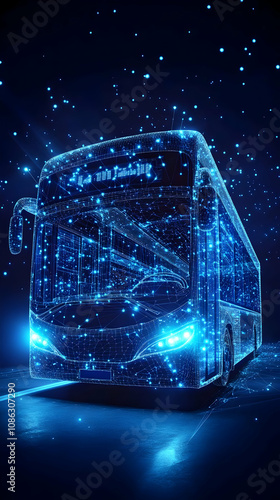 3D Illustration Electric Bus, Future Transportation, Technology