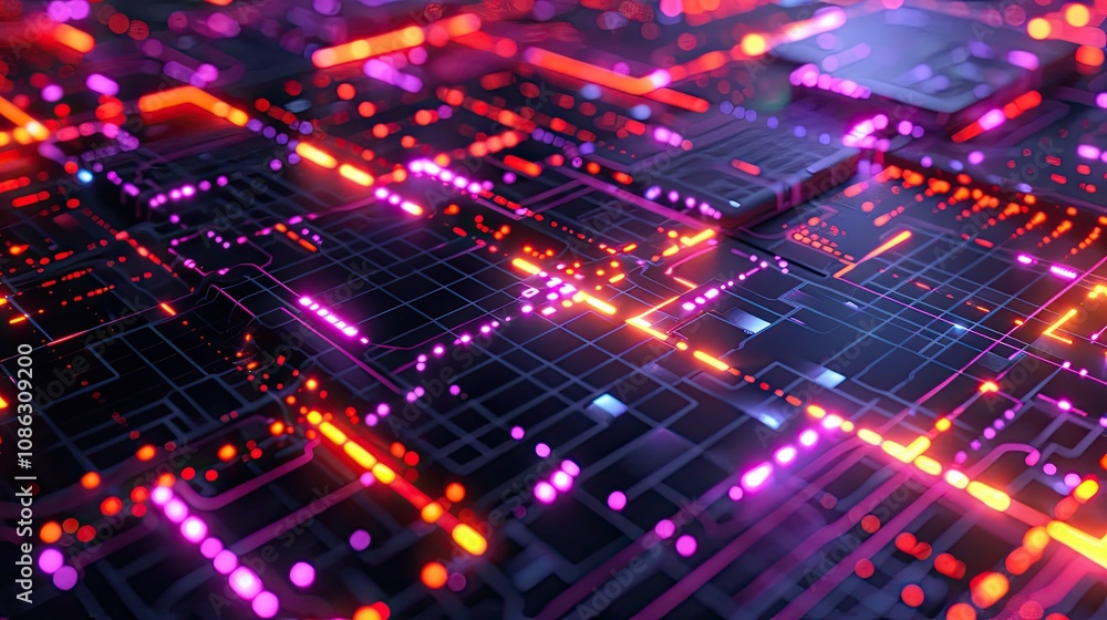 Obraz premium Abstract digital grid with glowing nodes