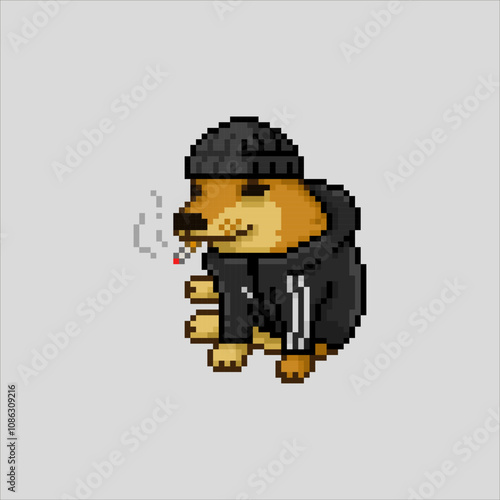 Drug addict dog, pixel art meme