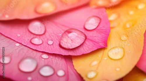 Dewdrops On Pink Rose Petals