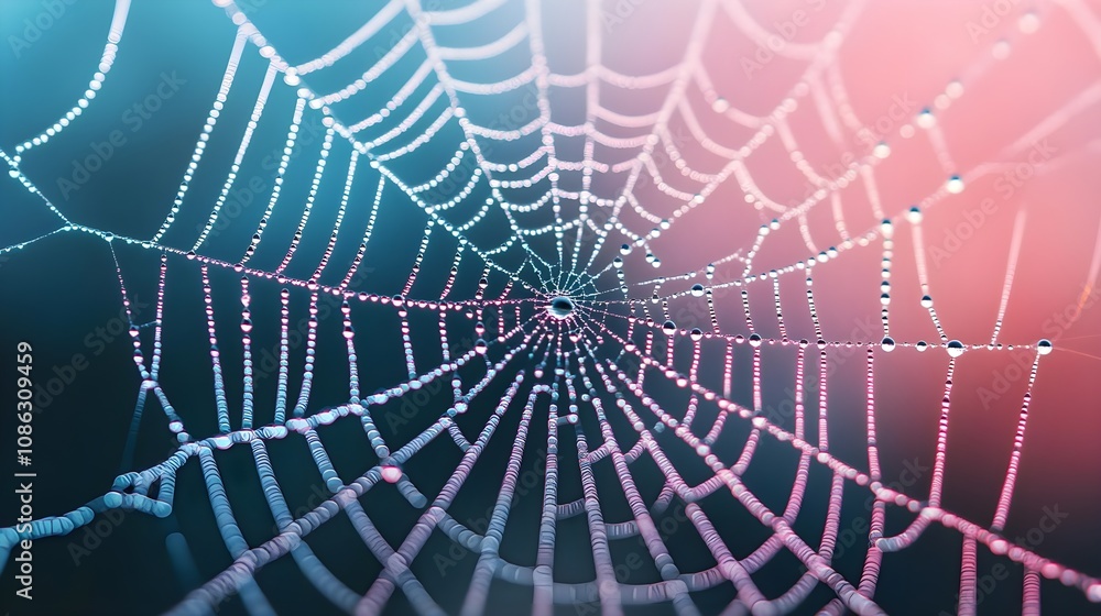 Naklejka premium Dewdrops on Spider Web