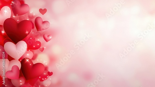 A vibrant arrangement of red and pink hearts on a soft background, evoking feelings of love and affection.