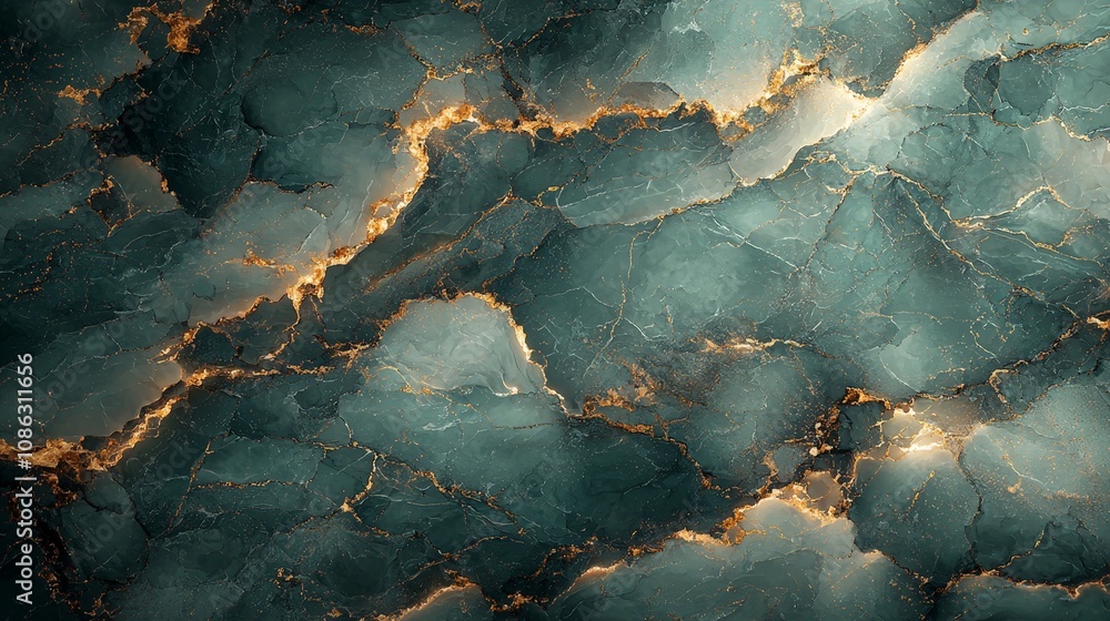 Abstract textured background with turquoise and gold veins. Abstract textured background with turquoise and gold veins.