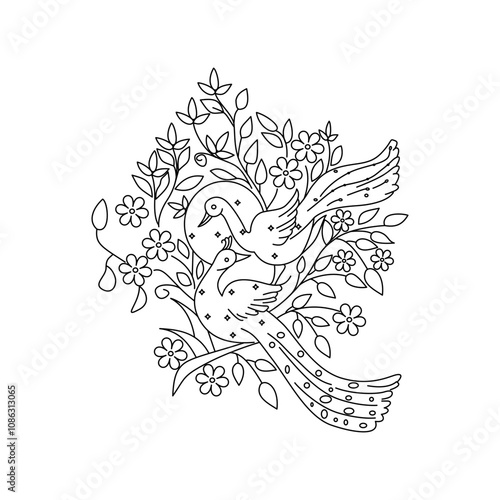 abstract background peacock sit on flower.