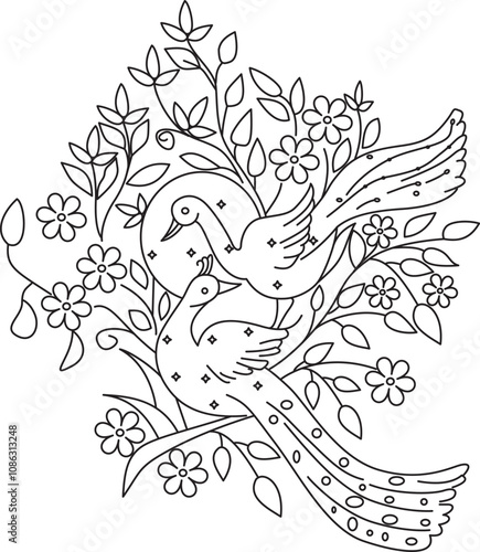 peacock sitt on  flower