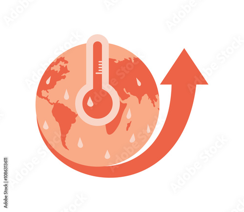 global warming earth with thermometer