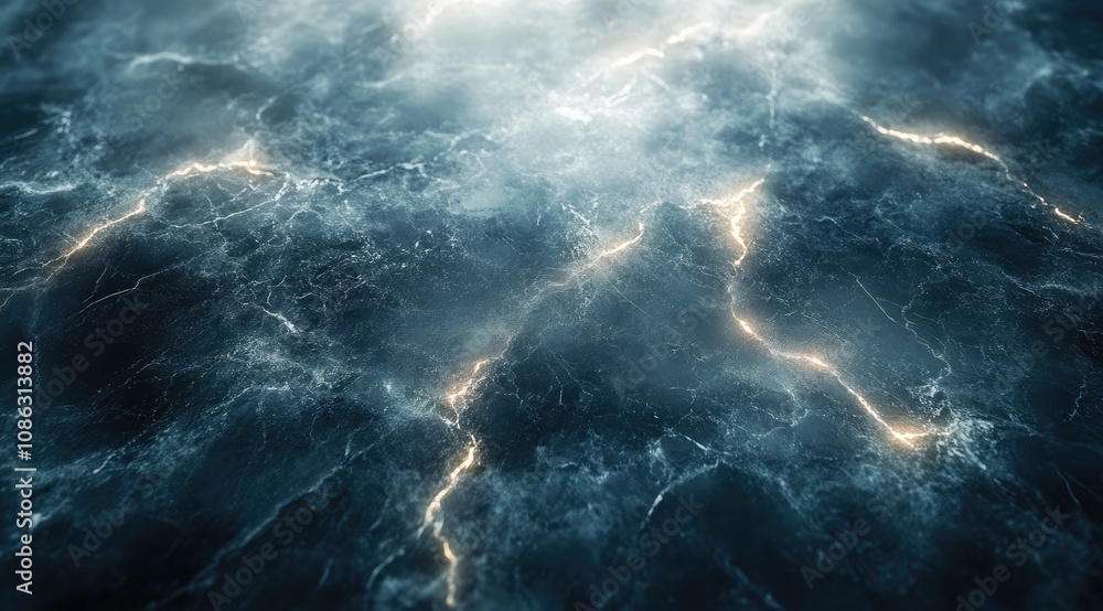 Abstract dark blue marble texture with glowing cracks, resembling energy or lightning. Abstract dark blue marble texture with glowing cracks, resembling energy or lightning.