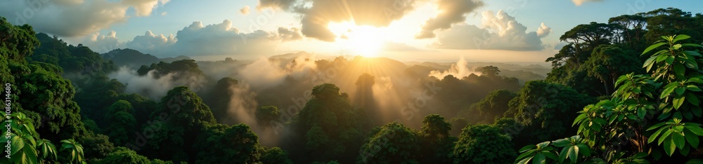360 degree photo, Rainforest Canopy at Dawn, A 360-degree image 360 degree photo, Rainforest Canopy at Dawn, A 360-degree image