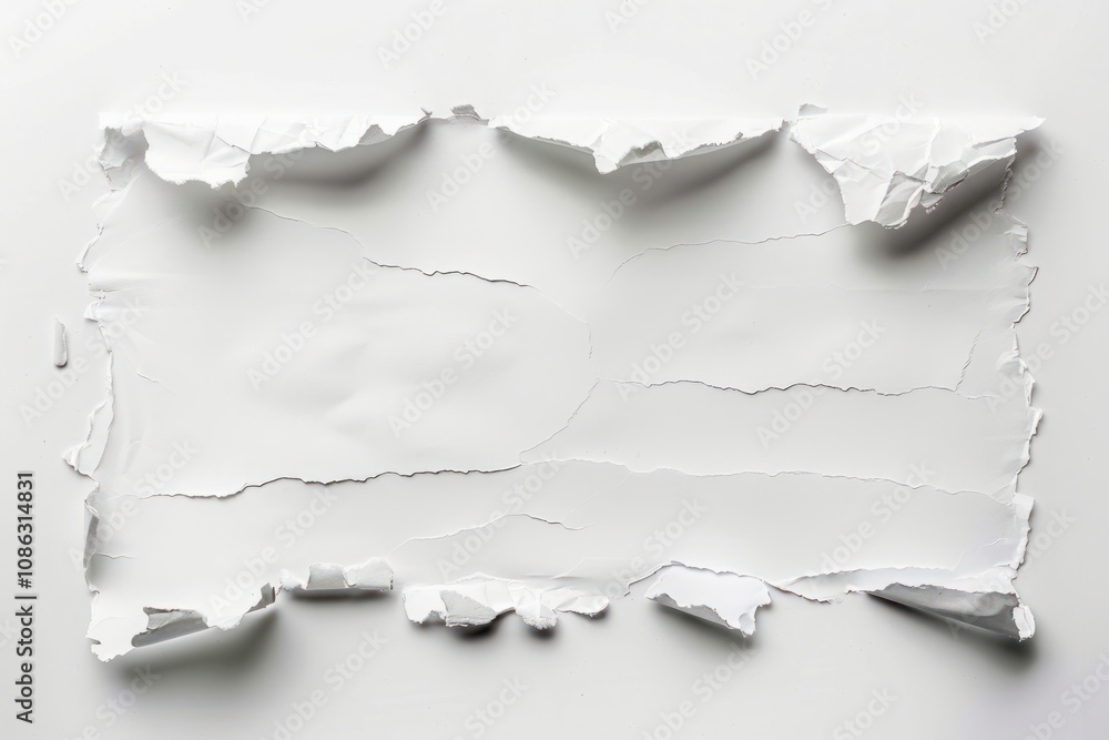 Abstract Frame of Torn White Paper on White Background Abstract Frame of Torn White Paper on White Background