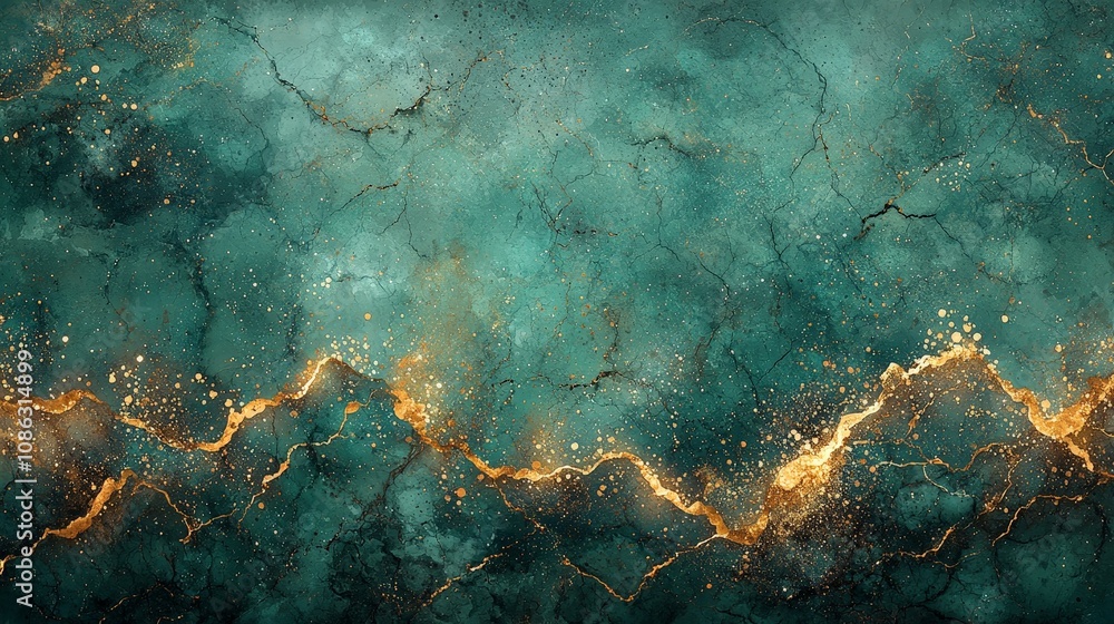 Abstract turquoise and gold textured background with intricate patterns. Abstract turquoise and gold textured background with intricate patterns.