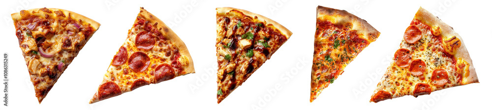 Sliced pizza Italian food png cut out element set Sliced pizza Italian food png cut out element set