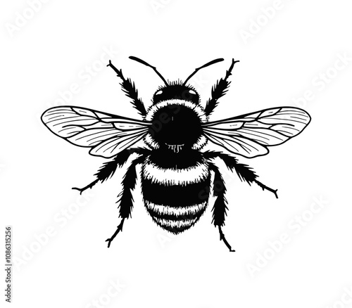 bumblebee engraving black and white outline