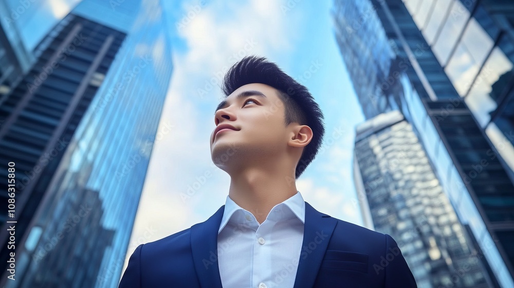 Aspiring Businessman Gazing at the City Skyline. A Confident and Determined Man in a Suit, Embracing the Future. Urban Success and Ambition. A Powerful Image of Professionalism and Leadership. Aspiring Businessman Gazing at the City Skyline. A Confident and Determined Man in a Suit, Embracing the Future. Urban Success and Ambition. A Powerful Image of Professionalism and Leadership.