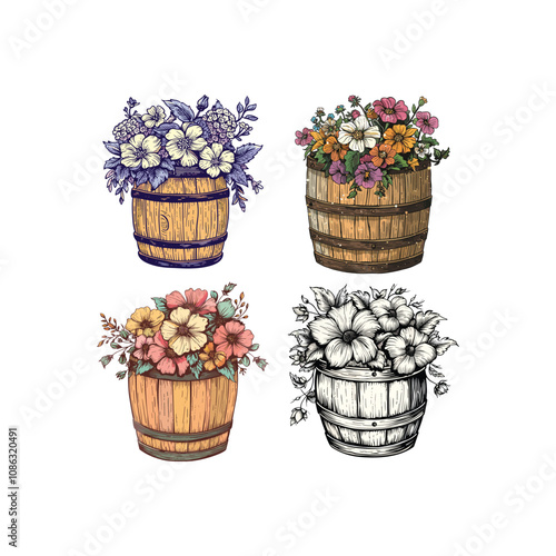 Flower barrel logo design vector