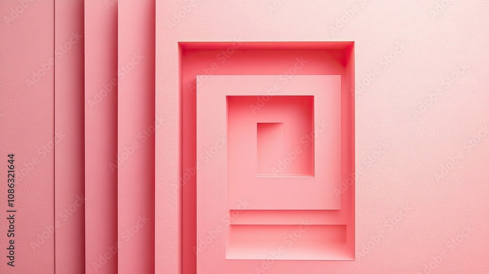 Pink Recessed Geometric Wall with Multiple Frames Pink Recessed Geometric Wall with Multiple Frames