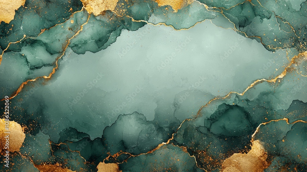 Abstract watercolor design featuring teal and gold accents for artistic backgrounds. Abstract watercolor design featuring teal and gold accents for artistic backgrounds.