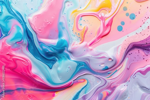 Wallpaper Mural Abstract pastel vibrant colors gouache paint flow, swirl and splatter texture pattern background. Torontodigital.ca