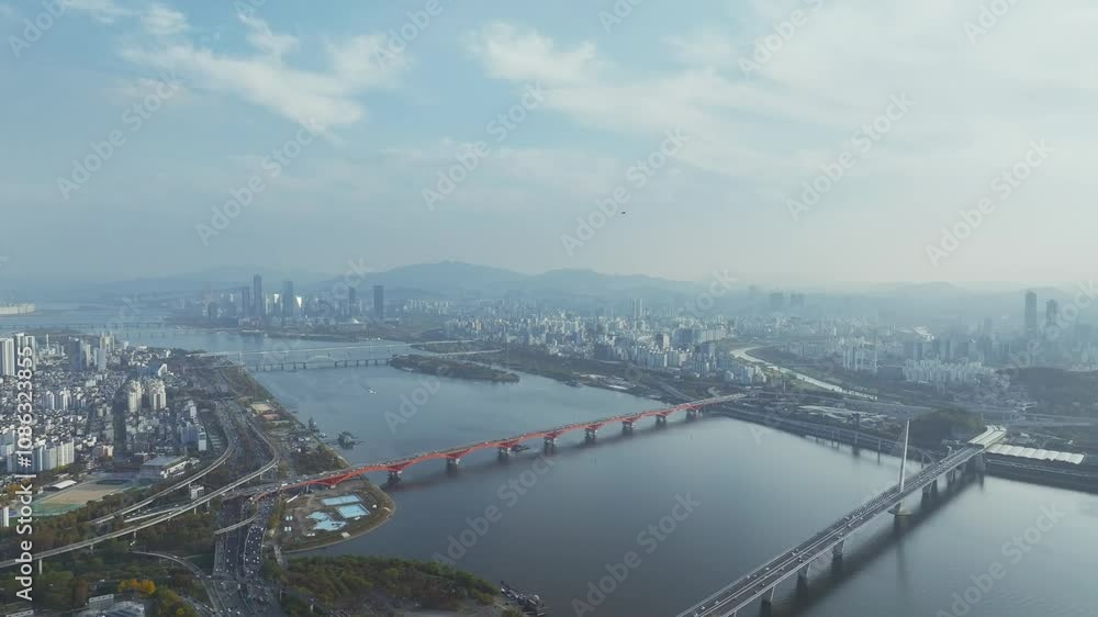 Drone View of Seoul city in South Korea, Sang-am sky park, Autumn 60fps Drone View of Seoul city in South Korea, Sang-am sky park, Autumn 60fps