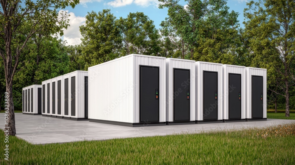 Modern Storage Units in a Green Landscape with Trees Offering Secure and Convenient Storage Solutions for Residential and Commercial Needs Modern Storage Units in a Green Landscape with Trees Offering Secure and Convenient Storage Solutions for Residential and Commercial Needs