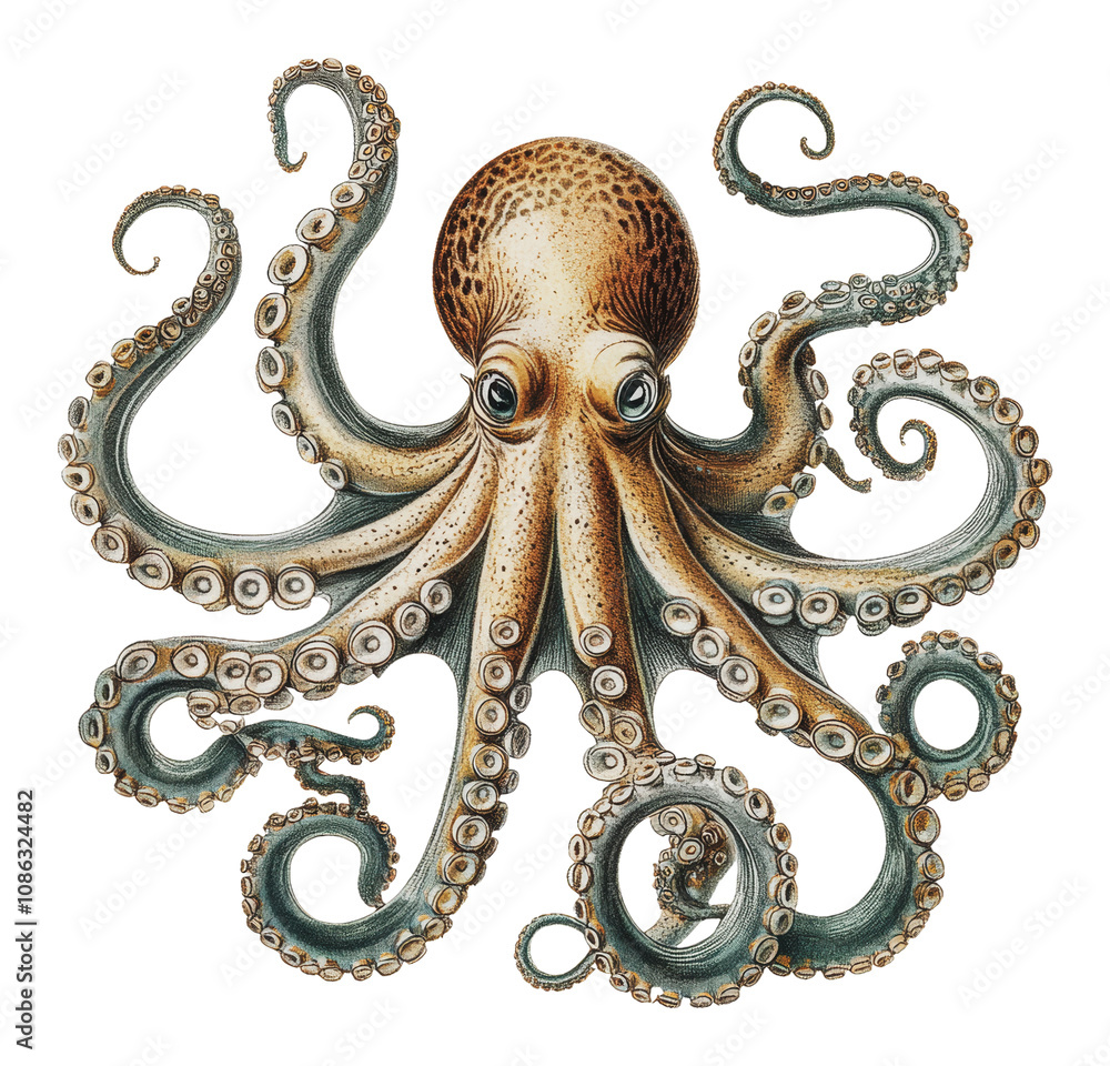 Fototapeta premium PNG Vibrant octopus illustration
