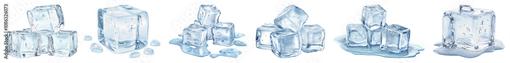 PNG Ice cube, element set on transparent background PNG Ice cube, element set on transparent background