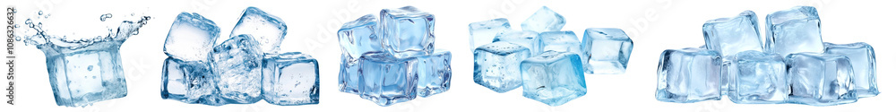 PNG Ice cube, element set on transparent background PNG Ice cube, element set on transparent background