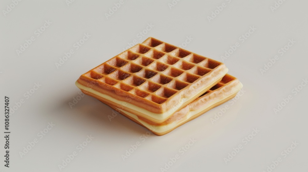 Minimalist 3D Waffles on Clean White Background Minimalist 3D Waffles on Clean White Background