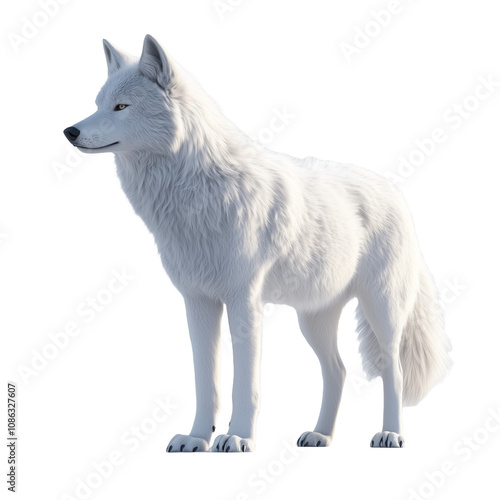 White wolf with detailed fur, PNG Transparent