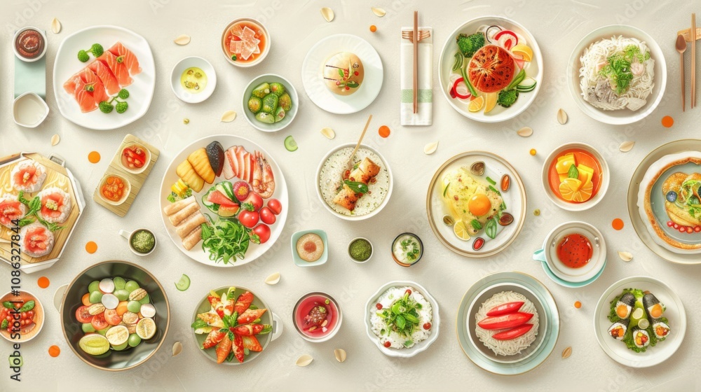Colorful Catering Service Spread on Table Colorful Catering Service Spread on Table