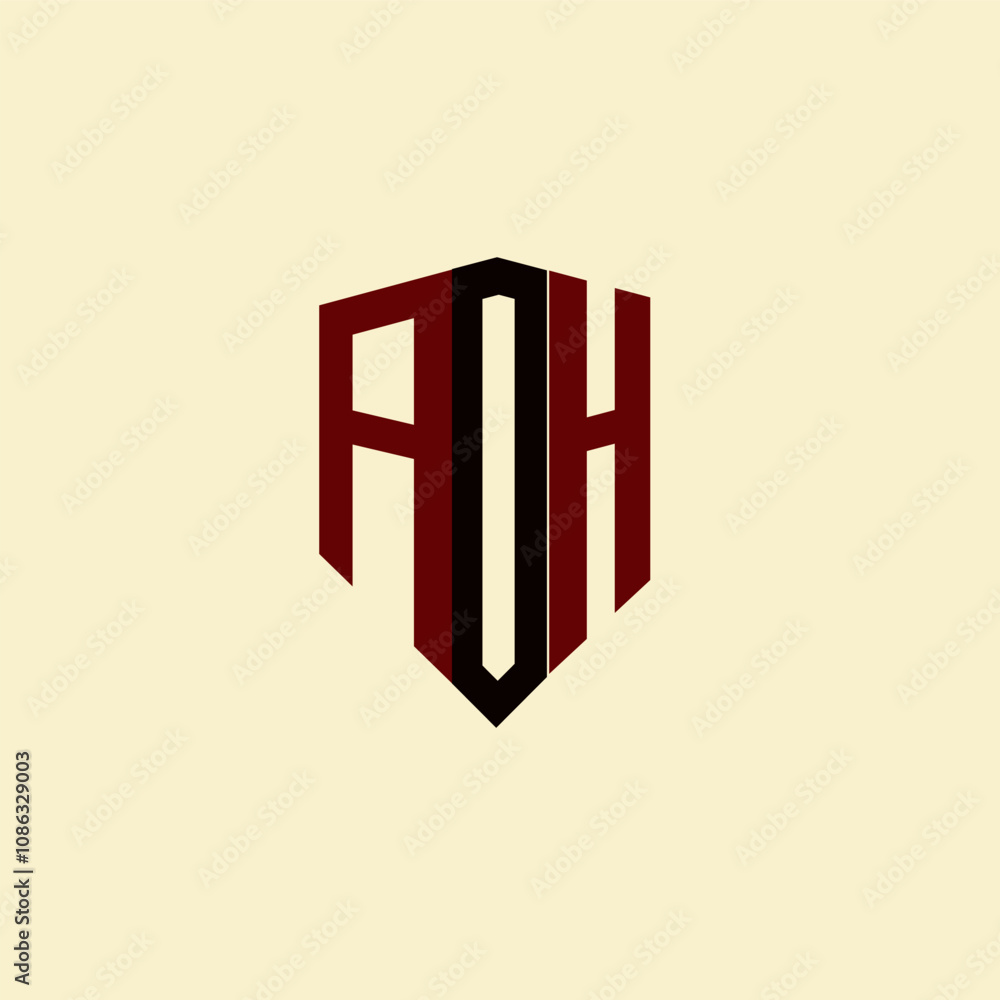 Obraz premium ADH creative minimalist letter logo. ADH unique vector initials alphabet letter logo design