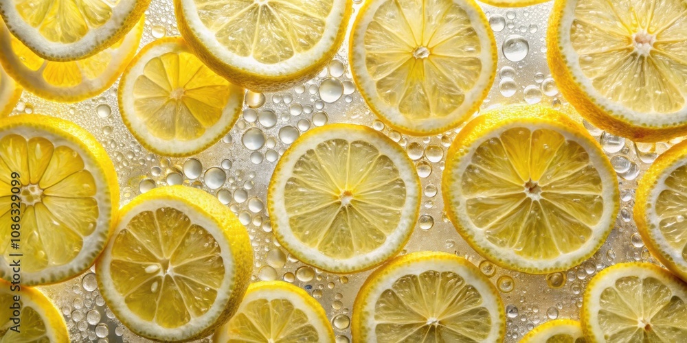 Abstract water texture with wet lemon slices, surface with drops, rings , water, texture, abstract, lemon slices, wet, drops Abstract water texture with wet lemon slices, surface with drops, rings , water, texture, abstract, lemon slices, wet, drops