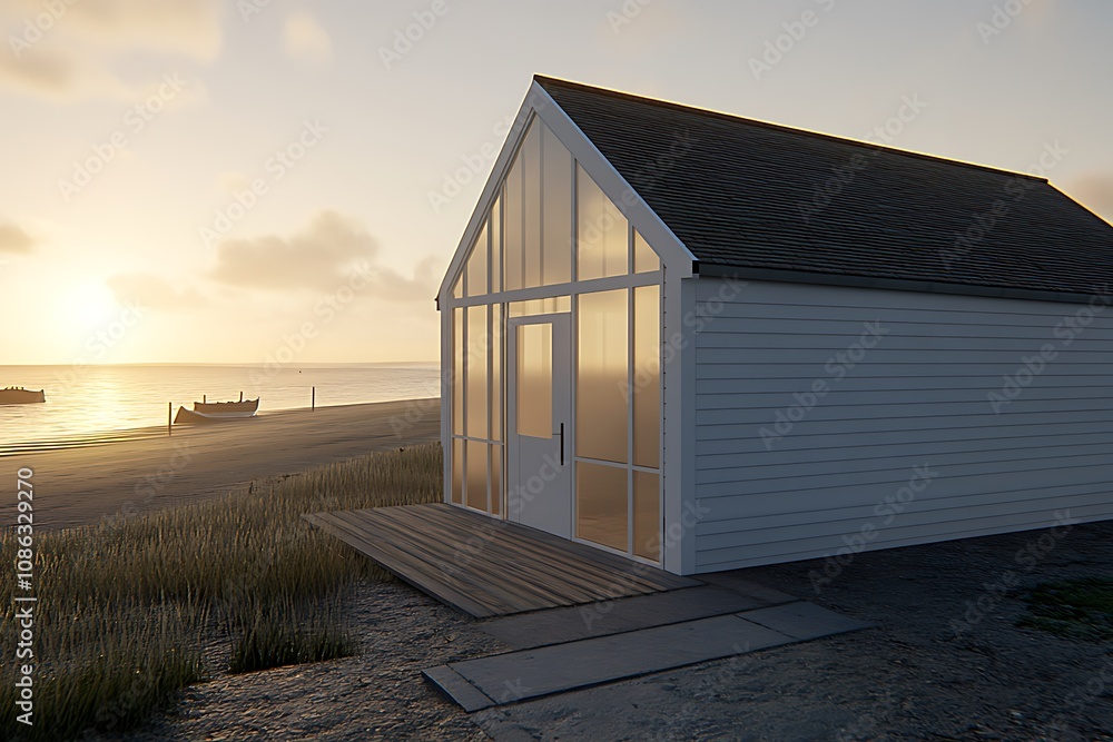 Modern Beach House Sunset Coastal View Modern Beach House Sunset Coastal View