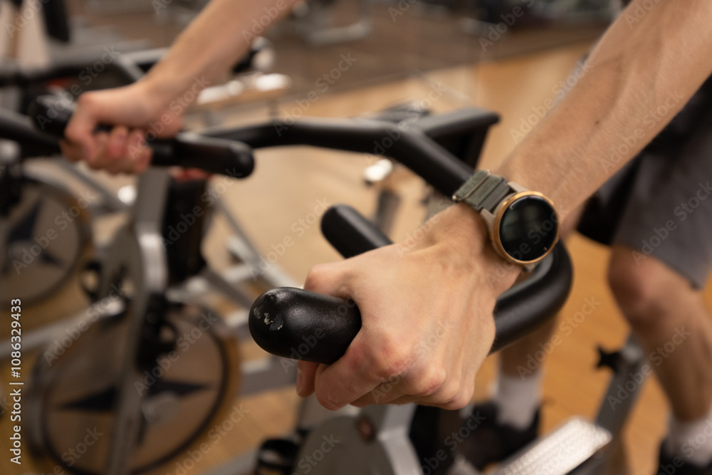 Bike Cycling Class Indoors Studio, Fit People, Motivation, Cardio, Girl, Woman Biking for Health and Exercise to Stay in Shape Bike Cycling Class Indoors Studio, Fit People, Motivation, Cardio, Girl, Woman Biking for Health and Exercise to Stay in Shape
