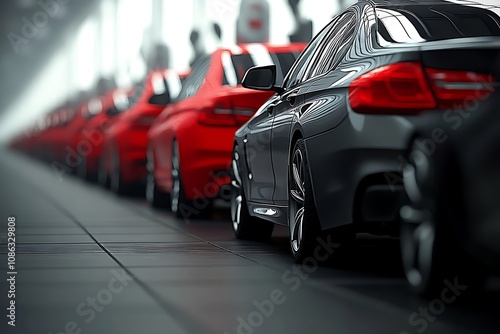 A Line Of Sleek New Cars In A Factory Setting