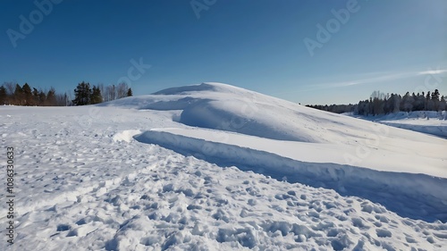 Wallpaper Mural Snowy landscape with a large mound of snow in the foreground, under a bright blue sky. Torontodigital.ca