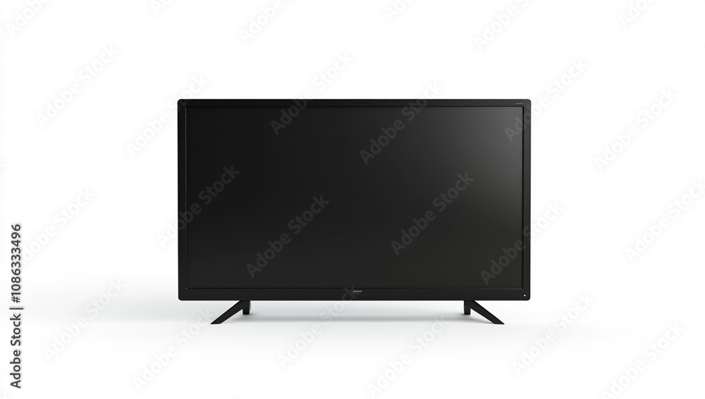 Naklejka premium Sleek Black Television Screen Display, Modern Home Entertainment Technology