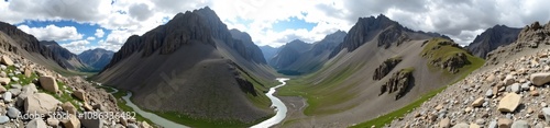 360 degree photo, Rugged Mountain Valley, A 360-degree image photo