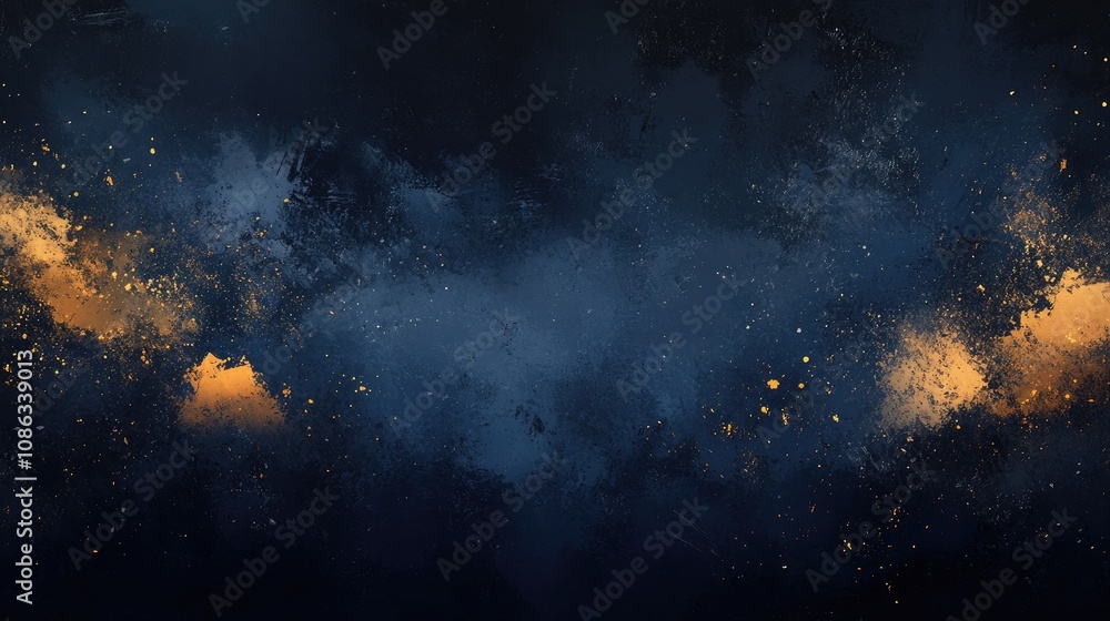 Dark Blue Abstract Background with Golden Glitter, Sparkling Texture for Design Projects Dark Blue Abstract Background with Golden Glitter, Sparkling Texture for Design Projects
