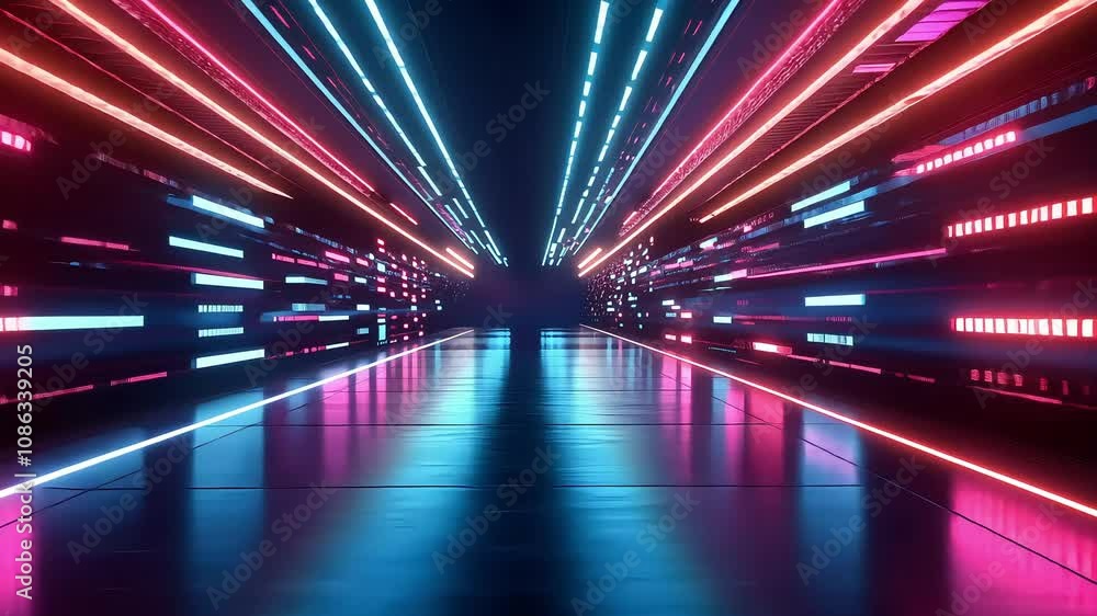 A futuristic corridor illuminated by vibrant neon lights in pink and blue hues, creating a dynamic and immersive digital environment. A futuristic corridor illuminated by vibrant neon lights in pink and blue hues, creating a dynamic and immersive digital environment.
