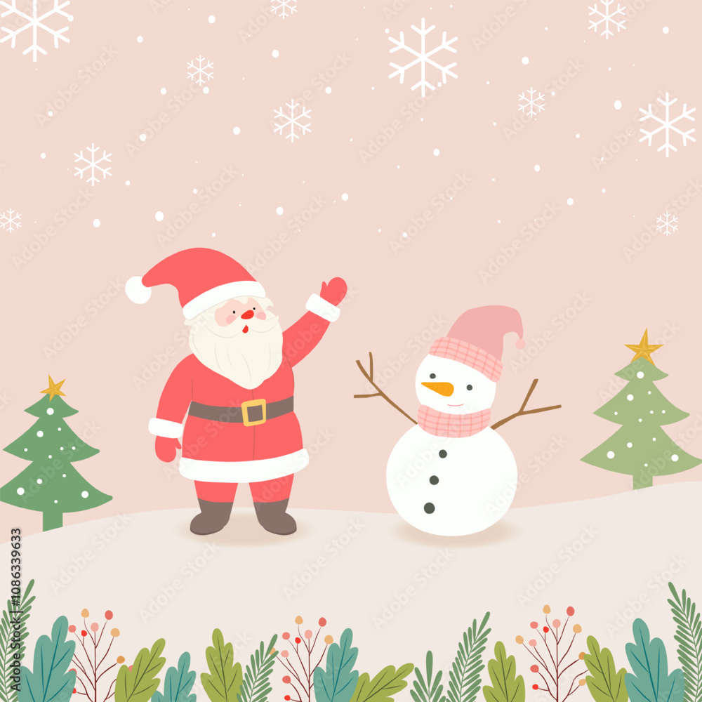 Merry Christmas and Happy New Year greeting card, vector illustration. Merry Christmas and Happy New Year greeting card, vector illustration.