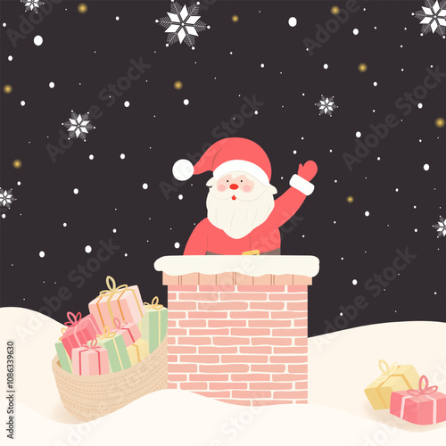 Merry Christmas and Happy New Year greeting card, vector illustration.