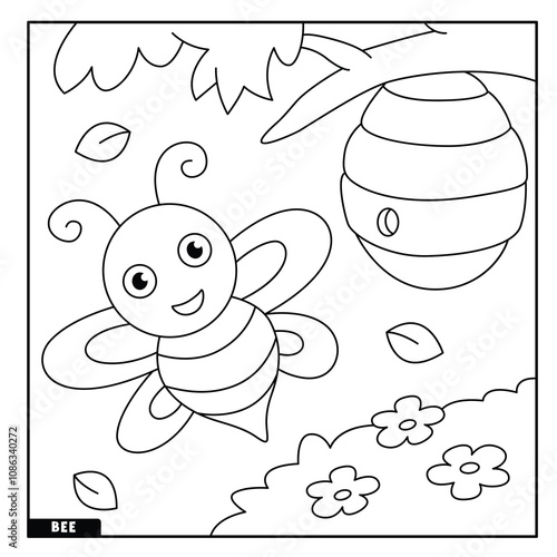 Bee coloring page for kids